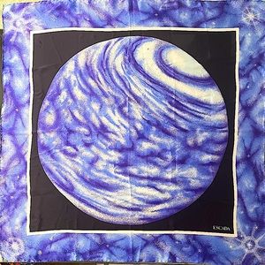 Vintage Escada Silk Print Moon Scarf